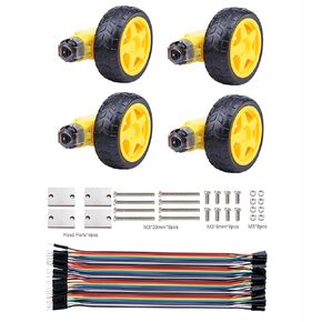 DC Motor Wheel Kit, 4PCS TT Motor 3-6V Dual Shaft Gear Motor,Motor Support/Bracket,Electric Motor Tyre Parts for Arduino Robot Smart Car,Model or Electronic Product DIY (4pcs Dual Shaft/Biaxial)