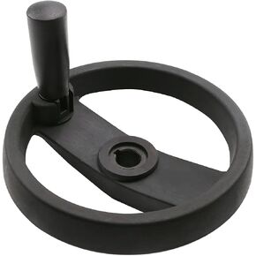 Bettomshin 1Pcs 6.30inch Anti-Slip Lathe Handwheel 2 Side Black PP w Foldable Handle Center Hole Diameter 16mm/0.63inch for Milling Machine Lathes Grinders Black