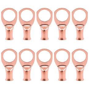Glarks 10Pcs 8x1/2'' Copper Wire Lugs UL Listed Battery Cable Closed Ends Bare Copper Eyelets Tubular Ring Terminal Connectors