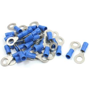 uxcell 30Pcs PVC Insulated Ring Terminal Cable Lugs Blue RV2-6 AWG 16-14
