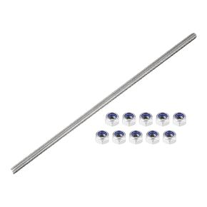 MECCANIXITY M8 x 250mm 304 Stainless Steel Fully Threaded Rod Fasteners and M8 x 1.25mm Hex Lock Nuts 11in 1Set