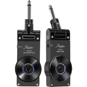 Rowin 2.4G Rechargeable Guitar Wireless Transmitter Receiver Wireless Guitar System with 8 Hours Working Time (Silver&Black Plug)