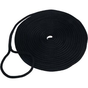Amarine Made Double Braided Nylon Dock Lines 3300 lbs Breaking Strength (L:35 ft. D:3/8 inch Eyelet:12 inch) Marine Mooring Rope Boat Dock Lines Working Load Limit:660 lbs