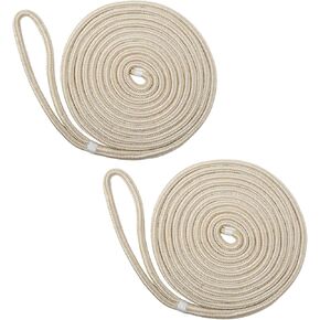 NovelBee 2 Pack of 3/4“x 25’ Double Braid Nylon Dockline,Mooring Rope Dock Line with Spliced Soft Eye (Black)