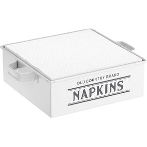 تصميمات بارنيارد حامل مناديل المزرعة لحاملي مناديل الطاولة للمطبخ، حامل مناديل ريفي عتيق على الطراز الريفي الفرنسي، مناديل معدنية حامل مناديل، حامل مناديل الطاولة، أبيض 7 بوصة × 7 بوصة in Kuwait