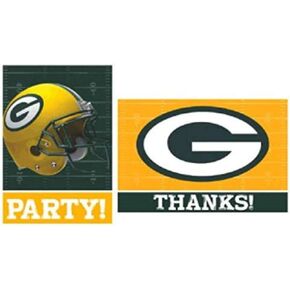 Green Bay Packers Invitations & Thank You Card Sets (3.88" x 5.63") - Premium Multicolor Cardstock & Eye-catching Designs, Perfect For Game Day Celebrations & Themed Parties - Pack Of 16