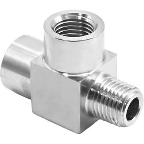 Stainless Steel 304 Tee Pipe Fitting 1/2" NPT Male X 1/2" NPT Female X 1/2" NPT Female 3 Ways T Adapter Male Run Tee Fitting for Vacuum Chamber Hydraulic Gas