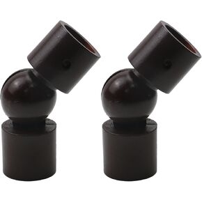 Curtain Rods Corner Connector, Wood Elbow Connector Adjustable Curtain Rod Corner Connector Elbow Connector for 3/4 Inch Bay Window Curtain Rods(Brown,2PCS)