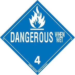 Labelmaster Z-EZ23 Dangerous When Wet Hazmat Placard, Worded, E-Z Removable Vinyl (Pack of 25)