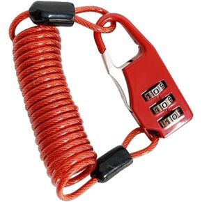 Red Helmet Lock Portable Steel Cable Lock 3 Digit Password Combination Lock Bike Lock Lock Helmet Cable Accessories Mountain Bike Cable Locks