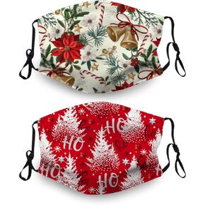 Christmas Face Mask,Adjustable Windproof Bandana,Reusable Mouth Cover,Unisex Adult Scarf with 4 Filters