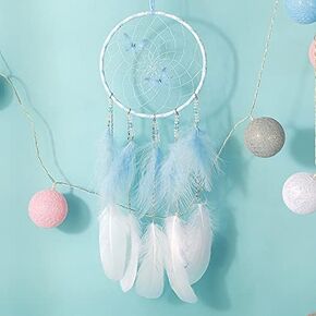 Blue Butterflies Dream Catcher Handmade Colorful Feather Dream Catchers Wall Decoration for Girls Kids ，Beautiful Wall Art. Great Decoration for Bedroom,Baby Tent,Sitting Room,Balcony,Party.
