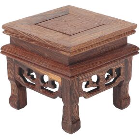 Health Gear Wood Display Stand Base Small Tabletop Teapot Display Stand, Wood Carved Pedestal Oriental Home Decoration for Vase Flower Pots Teapot Fishbowl Table Lamp