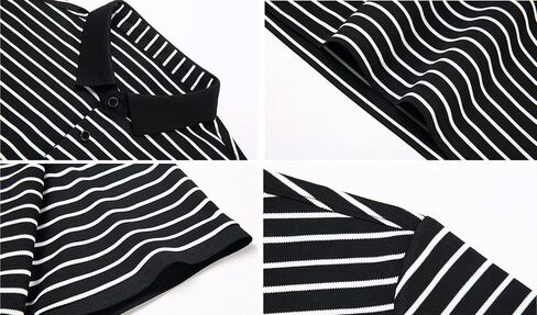 Men's Striped Polo Shirt Cotton Golf Shirts Business Casual Stand Collar Polo Shirt Simple Basic Top in Saudi Arabia