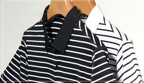 Men's Striped Polo Shirt Cotton Golf Shirts Business Casual Stand Collar Polo Shirt Simple Basic Top in Saudi Arabia