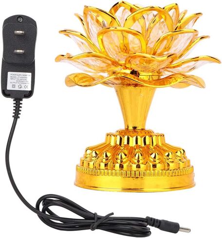 Pssopp Buddha Lotus Light LED Lotus Lamp Golden Lotus Light LED Lotus Buddhist Lamp Buddhism Faith Supplies with 36 Different Buddhist Song in Saudi Arabia