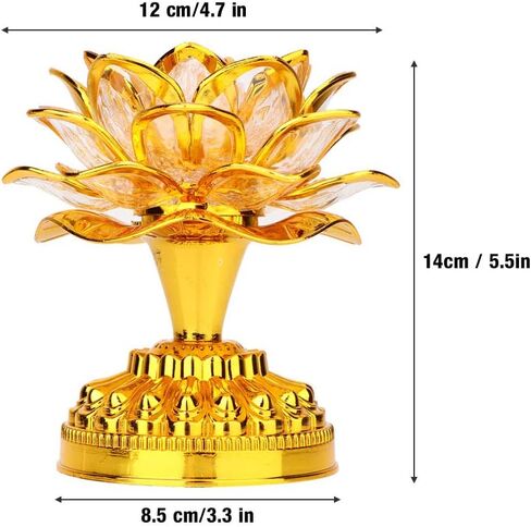 Pssopp Buddha Lotus Light LED Lotus Lamp Golden Lotus Light LED Lotus Buddhist Lamp Buddhism Faith Supplies with 36 Different Buddhist Song in Saudi Arabia