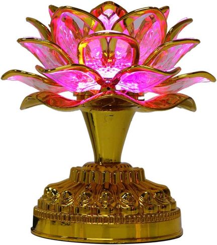 Pssopp Buddha Lotus Light LED Lotus Lamp Golden Lotus Light LED Lotus Buddhist Lamp Buddhism Faith Supplies with 36 Different Buddhist Song in Saudi Arabia