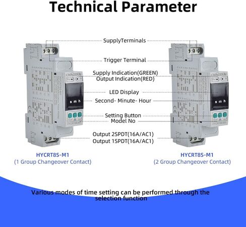 Cyclic Time Delay Relay Digital Display HYCRT8S-J1 AC/DC 24-240V Button Adjustment Cycle Time Relay DIN Rail Mount Type in Kuwait