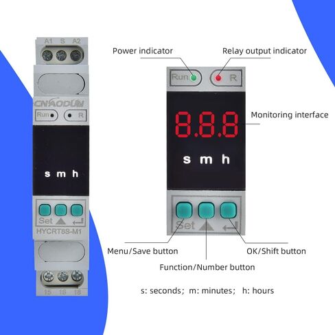 Cyclic Time Delay Relay Digital Display HYCRT8S-J1 AC/DC 24-240V Button Adjustment Cycle Time Relay DIN Rail Mount Type in Kuwait