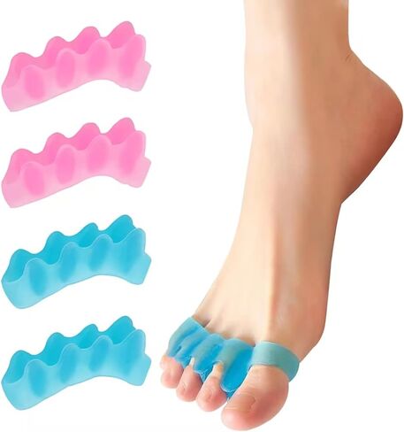 Toe Separators for Women/Men (4 PCS), Soft Toe Spacers Bunion Corrector for Women/Men, Gel Toe Spacers for Foot Pain Relief (Pink/Blue), Universal Size in Kuwait