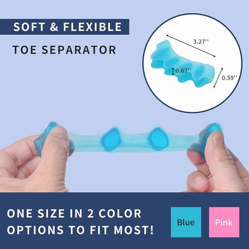 Toe Separators for Women/Men (4 PCS), Soft Toe Spacers Bunion Corrector for Women/Men, Gel Toe Spacers for Foot Pain Relief (Pink/Blue), Universal Size in Kuwait