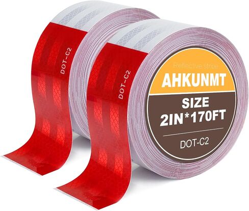 DOT-C2 Reflective Tape, 2 Inch X 85 Feet Conspicuity Reflector Tape Outdoor Waterproof Red White Dot Trailers Reflective Warning Tape Roll Warning for Driveway, Vehicles, Trucks and Boats (85FT) in Saudi Arabia