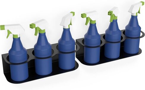 Koova All-Purpose Spray Bottle Holder | Easy Install Wall Mount - Hardware Included | Heavy-Duty Powder Coated Steel Storage Rack for Garage And Home | Craft Workspace Paint Bottle Organizer USA Made in Saudi Arabia