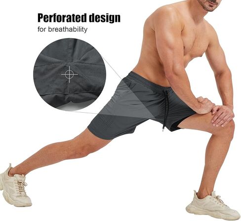 شورت رياضي للجري للرجال من Surenow، شورت رياضي خفيف الوزن مع جيوب بسحاب، شورت رياضي سريع الجفاف للرجال in Kuwait