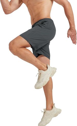شورت رياضي للجري للرجال من Surenow، شورت رياضي خفيف الوزن مع جيوب بسحاب، شورت رياضي سريع الجفاف للرجال in Kuwait