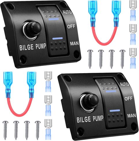 2 Sets Bilge Pump Switch (on-off-on) 3 Way Bilge Pump Switch Panel 12v/24v Bilge Pump for Boats (Built in 15A Circuit Breaker) in Saudi Arabia