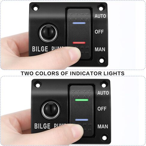 2 Sets Bilge Pump Switch (on-off-on) 3 Way Bilge Pump Switch Panel 12v/24v Bilge Pump for Boats (Built in 15A Circuit Breaker) in Saudi Arabia