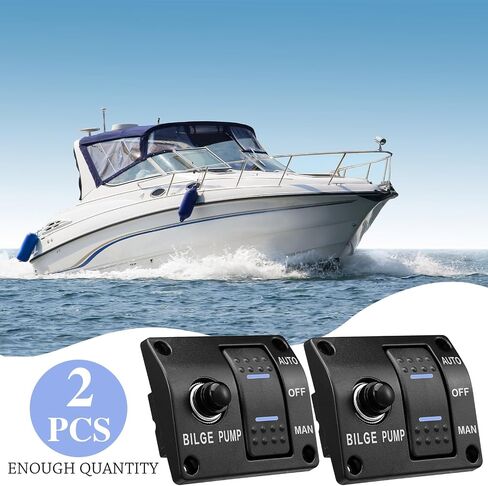 2 Sets Bilge Pump Switch (on-off-on) 3 Way Bilge Pump Switch Panel 12v/24v Bilge Pump for Boats (Built in 15A Circuit Breaker) in Saudi Arabia