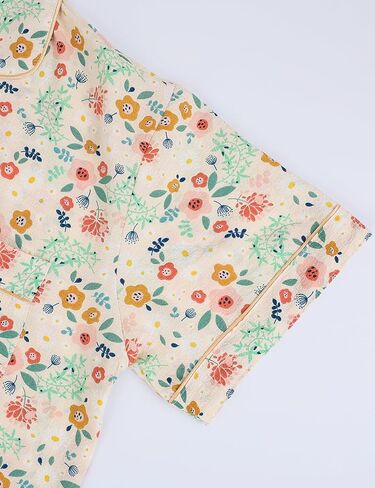 Arssm Floral Pajama Set Women Cute Kawaii 2 Piece Matching Pj Set Aesthetic Short Sleeve Sleeping Loungewear in Kuwait