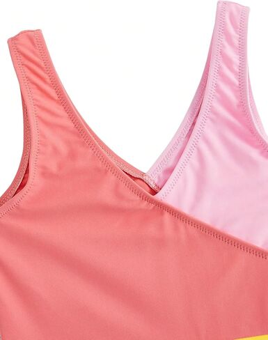 OYOANGLE Girl's One Piece Swimsuit Colorblock Sleeveless V Neck Wireless Tank Swimwear Bathing Suits in Saudi Arabia