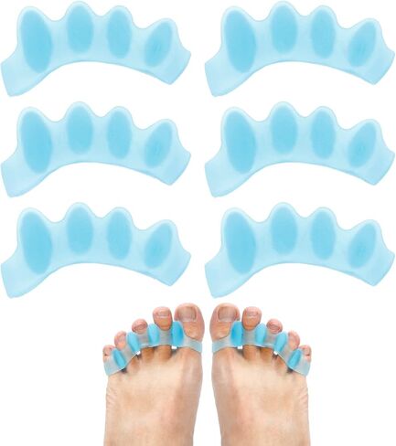 3 أزواج من أدوات تمليس أصابع القدم ومصحح وفاصل أصابع القدم من السيليكون لأصابع القدم للنساء والرجال (أزرق) in Kuwait