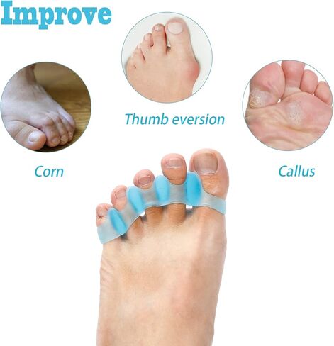 3 أزواج من أدوات تمليس أصابع القدم ومصحح وفاصل أصابع القدم من السيليكون لأصابع القدم للنساء والرجال (أزرق) in Kuwait