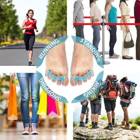 3 أزواج من أدوات تمليس أصابع القدم ومصحح وفاصل أصابع القدم من السيليكون لأصابع القدم للنساء والرجال (أزرق) in Kuwait