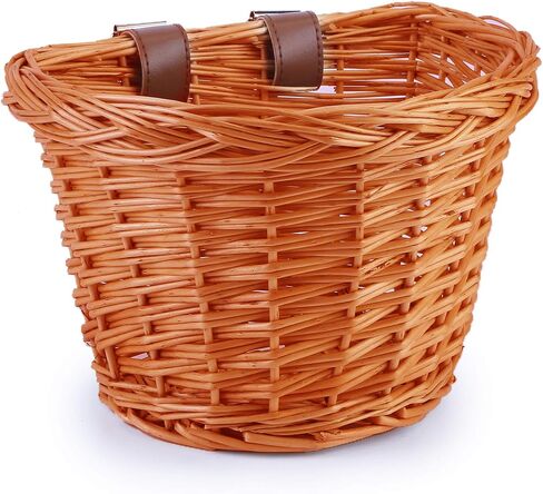 kid's front handlebar bike basket girl's detachable woven bicycle basket for Children gift little boys balance tricycle for women wicker round electric bike basket for ladies in Saudi Arabia