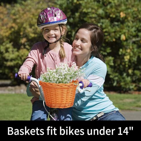 kid's front handlebar bike basket girl's detachable woven bicycle basket for Children gift little boys balance tricycle for women wicker round electric bike basket for ladies in Saudi Arabia