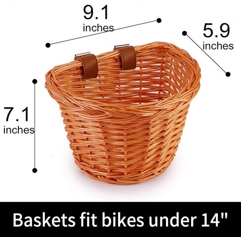 kid's front handlebar bike basket girl's detachable woven bicycle basket for Children gift little boys balance tricycle for women wicker round electric bike basket for ladies in Saudi Arabia