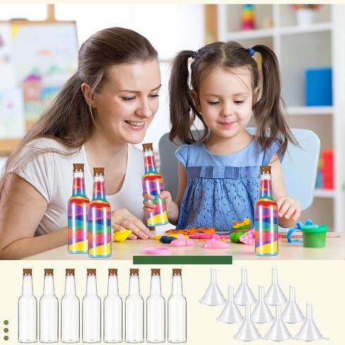 Tanlade 20 Pcs Plastic Sand Art Bottles with Cork Stoppers 5.6oz Wish Message Bottle Containers Clear Potion Bottles with Plastic Funnels for DIY Craft Wedding Birthday Party in Kuwait