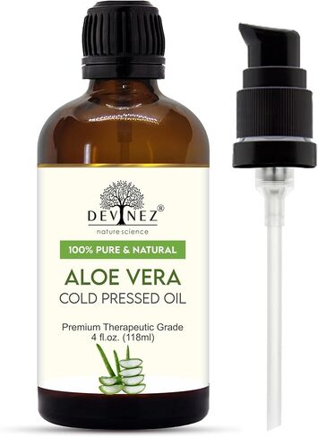 Aloe Vera Cold Pressed Oil 4 oz(118 ml) with Premium Dropper - Therapeutic Grade, 100% Pure Natural Oil for Glowing Skin, Body, Hair, Face Moisturizer, Massage and Aromatherapy in Saudi Arabia