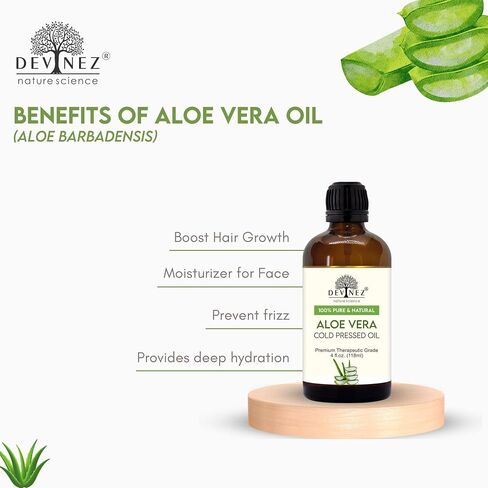 Aloe Vera Cold Pressed Oil 4 oz(118 ml) with Premium Dropper - Therapeutic Grade, 100% Pure Natural Oil for Glowing Skin, Body, Hair, Face Moisturizer, Massage and Aromatherapy in Saudi Arabia