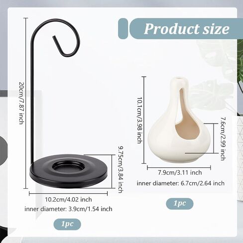 OLYCRAFT Tear Drop Oil Warmer Teardrop Oil Burner Black Ceramic Oil-Warmer with Iron Rack Hanging Tear Drop Oil Burner Tea Light Candle Fragrance Warmer for Oil Incense Aroma Diffuser in Saudi Arabia