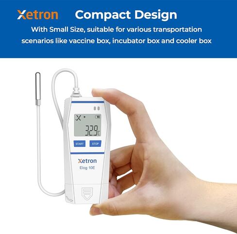 Multi-Use Temperature Data Logger with Probe,32000 Points Reusable Recorder for Cold Chain,PDF Report,Certificate Refrigerator Temperature Monitor, Elog10E (1 Pack）Upgrade RC-5 in Kuwait