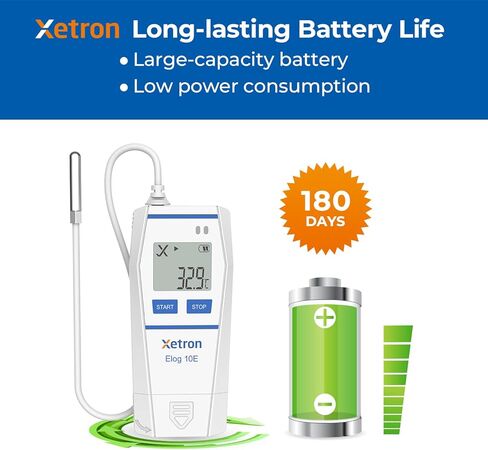 Multi-Use Temperature Data Logger with Probe,32000 Points Reusable Recorder for Cold Chain,PDF Report,Certificate Refrigerator Temperature Monitor, Elog10E (1 Pack）Upgrade RC-5 in Kuwait