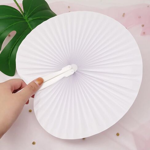 Honbay 12PCS Folding Handheld Paper Fans Birthday Wedding Party Round Shaped Accordion Fans Party Favors (Orange) in Saudi Arabia