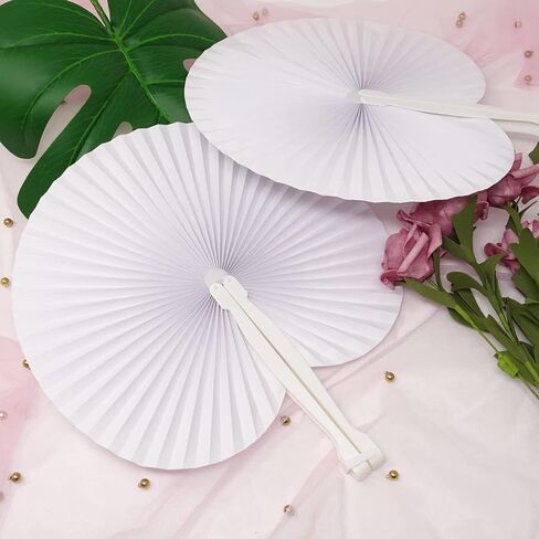 Honbay 12PCS Folding Handheld Paper Fans Birthday Wedding Party Round Shaped Accordion Fans Party Favors (Orange) in Saudi Arabia