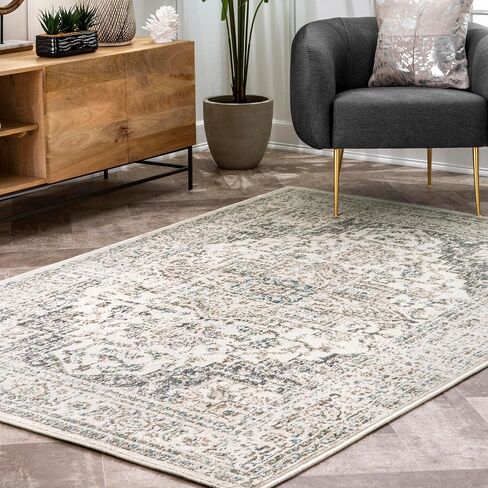 nuLOOM Tanith Vintage Medallion Runner Rug, 2' 6" x 12', Cream in Saudi Arabia